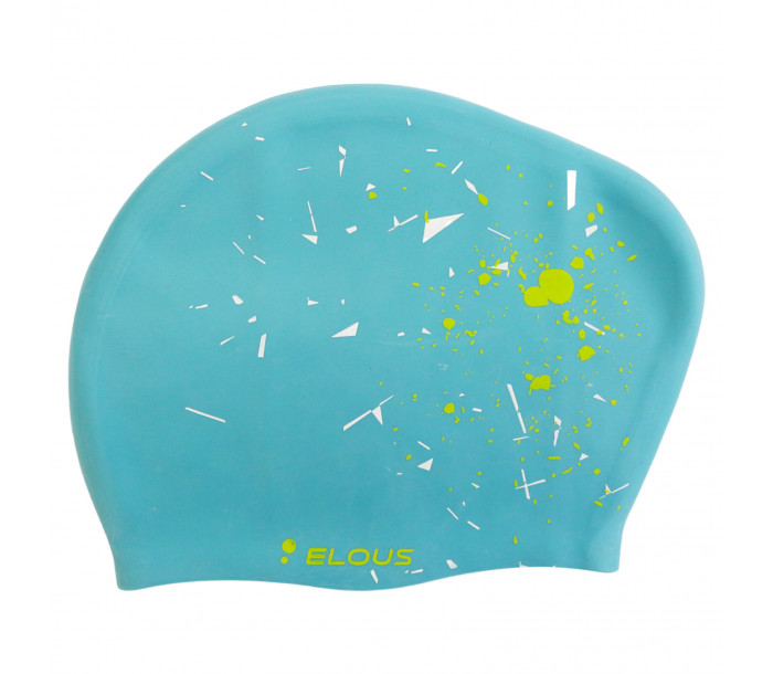 Шапочка для плавания "Elous" для длинных волос, силиконовая, брызги голубые-фото 2 hover image